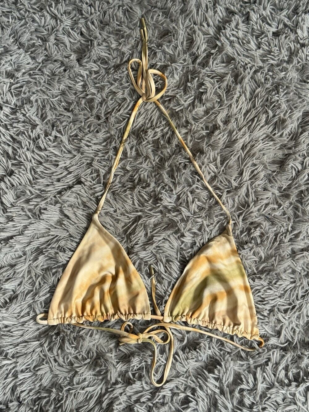 Cult Gaia Bikini Top Womens Tan Swimwear Bikini Large Triangle Top Beach Lake